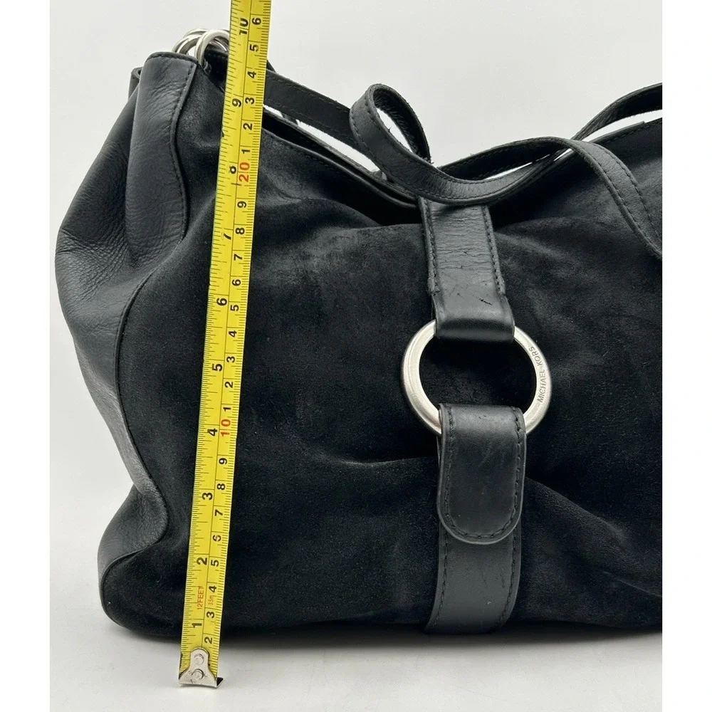 Michael Kors Quincy Large Shoulder Tote in Suede and Leather Black